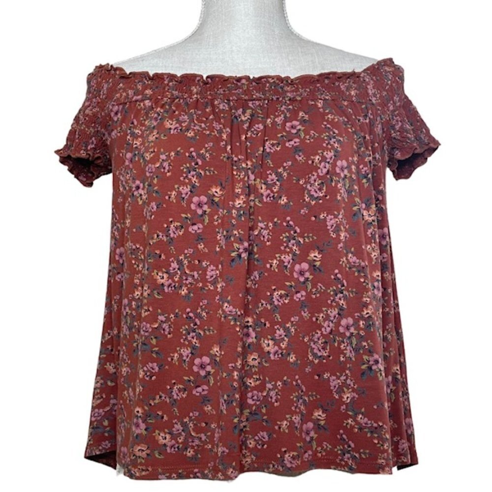 AMERICAN EAGLE Off The Shoulder Floral Cropped Top - Size Medium
